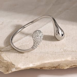 Bracciale da donna con strass placcato Colore oro , in acciaio inossidabile, a forma di goccia, stile semplice e di lusso, 1 pezzo h5 